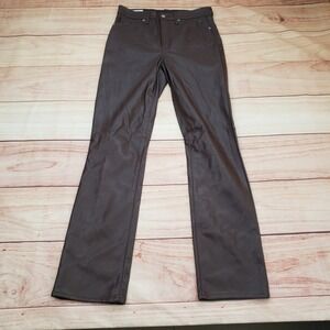 Gap Vintage Slim High Rise Faux Leather Pants Womens 28 6 Tall 6T Brown Slim